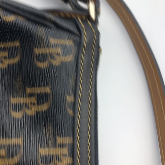 DOONEY & BOURKE 1975 Signature Purse DB Handbag black and gold with red lining - Picture 7 of 13